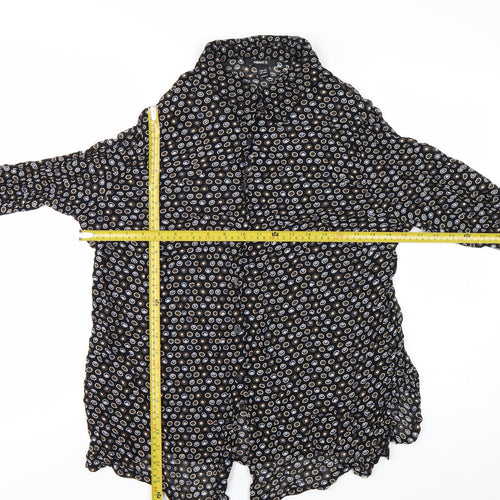 H&M Women’s Black Geometric Button-Up Shirt Size 14