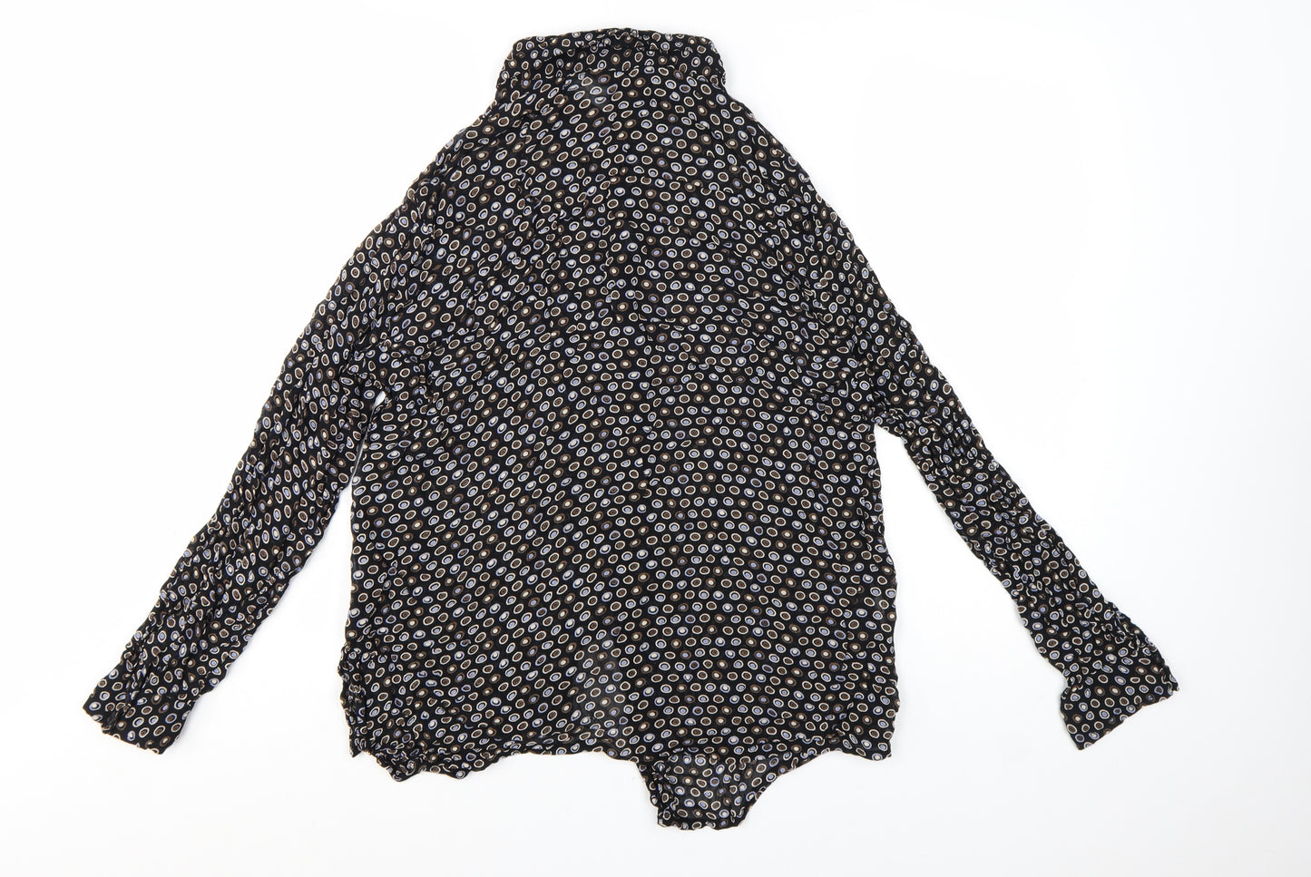 H&M Women’s Black Geometric Button-Up Shirt Size 14