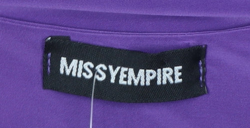 Missy Empire Women's Purple Bodycon Mini Dress Size 12 Sleeveless Ruched Tie