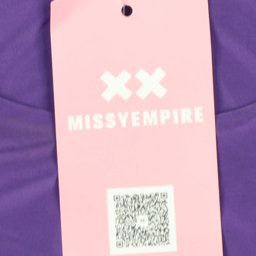 Missy Empire Women's Purple Bodycon Mini Dress Size 12 Sleeveless Ruched Tie