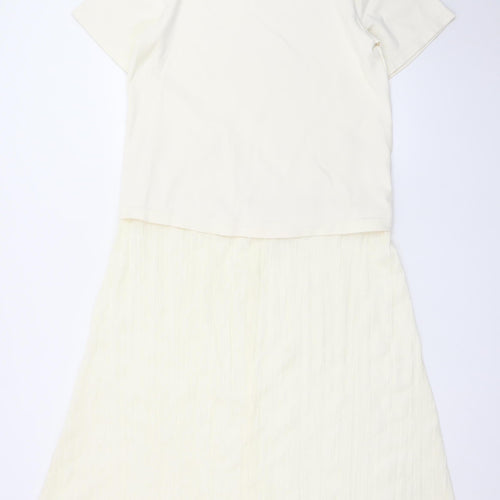 Marks and Spencer Women Ivory Size 10 Midi T-Shirt Dress