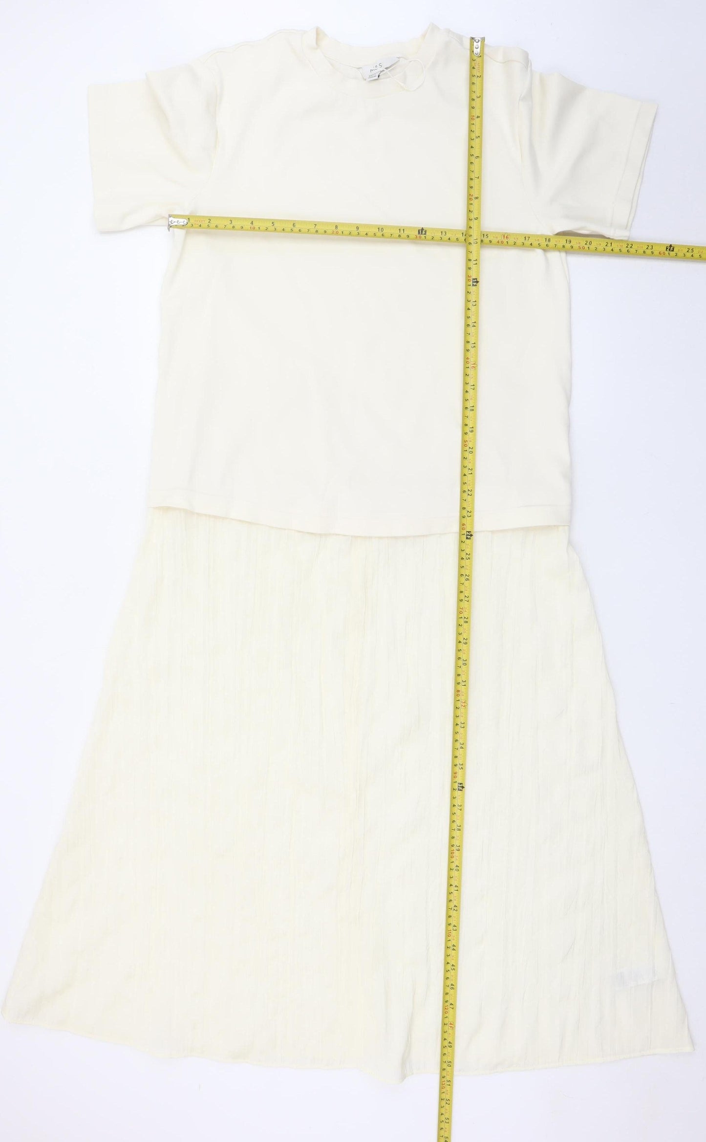 Marks and Spencer Women Ivory Size 10 Midi T-Shirt Dress