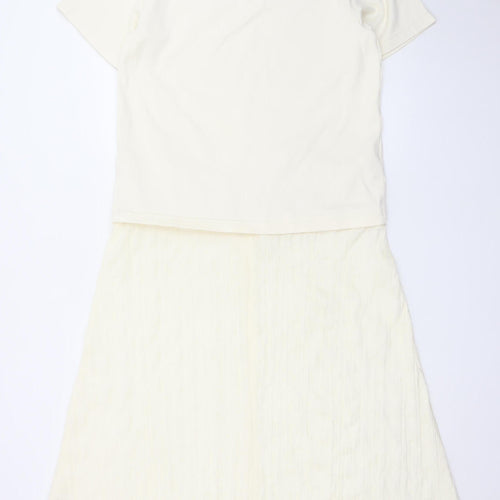 Marks and Spencer Women Ivory Size 10 Midi T-Shirt Dress