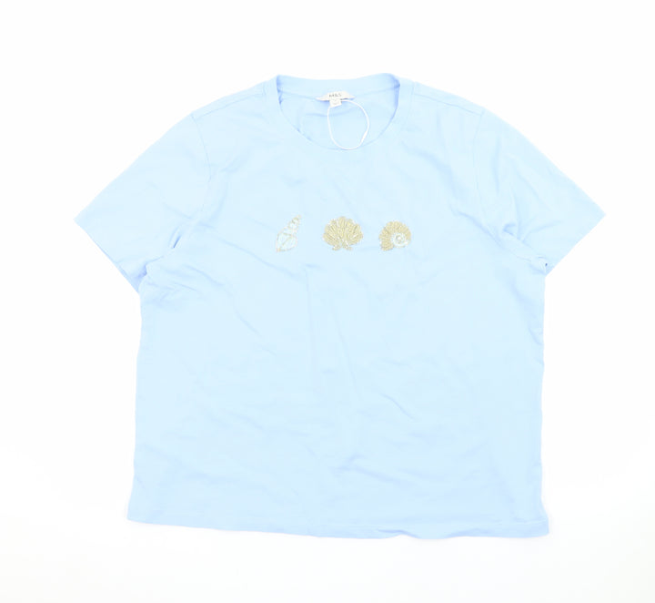 Marks and Spencer Women’s Blue Beaded Shell T-Shirt Size 18
