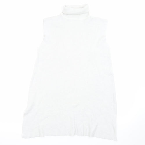 PROCAR Women's White Knit Sleeveless Roll Neck Dress M