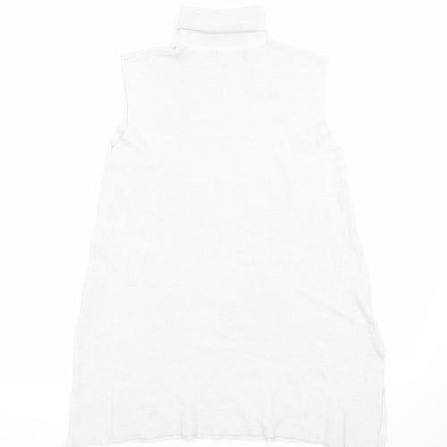 PROCAR Women's White Knit Sleeveless Roll Neck Dress M