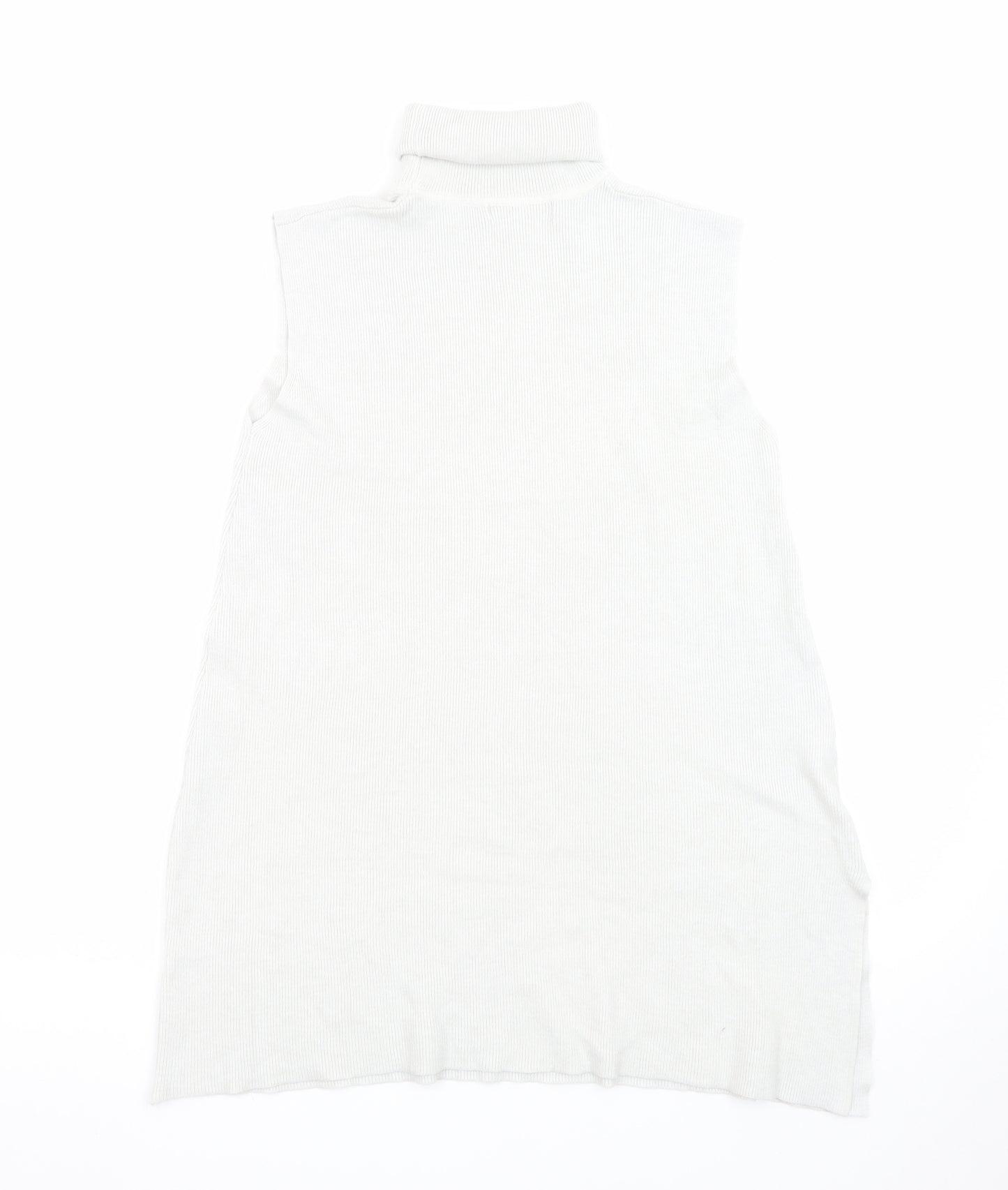 PROCAR Women's White Knit Sleeveless Roll Neck Dress M