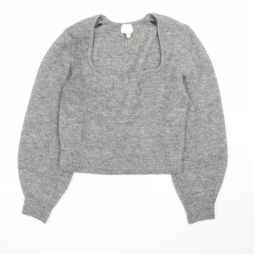 H&M Women’s Grey Slim Fit Knit Pullover Jumper Size 12