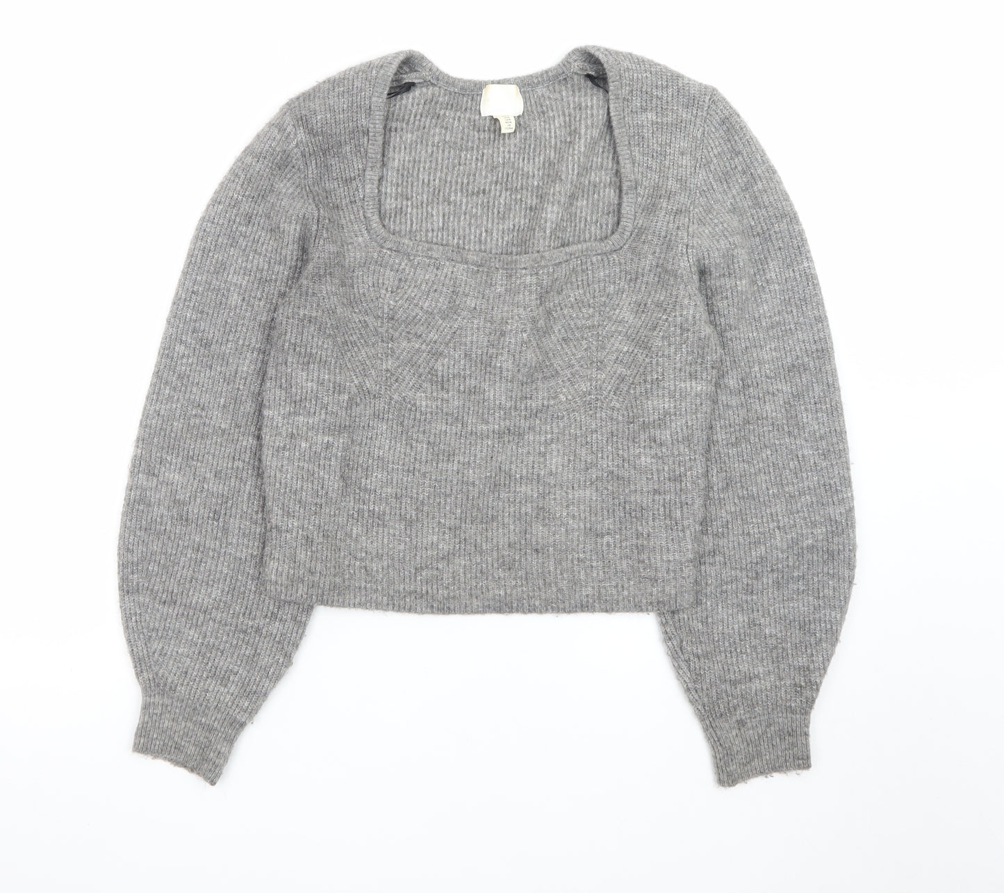H&M Women’s Grey Slim Fit Knit Pullover Jumper Size 12