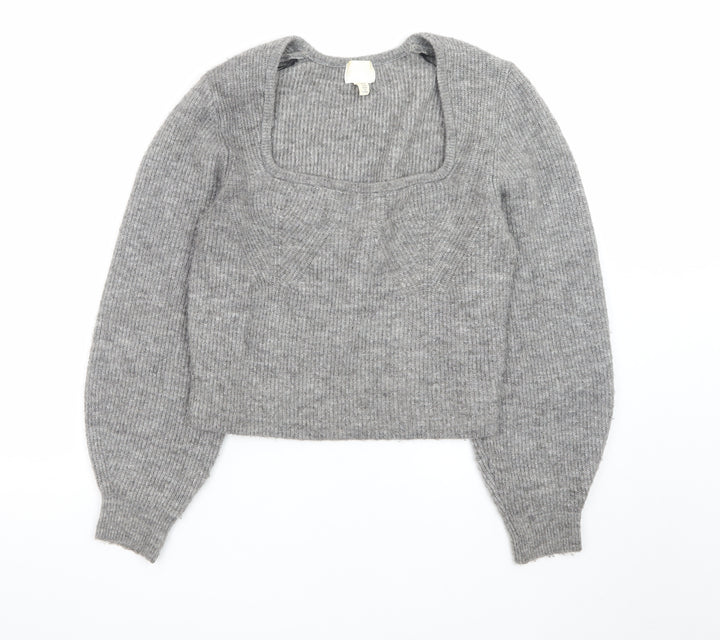H&M Women’s Grey Slim Fit Knit Pullover Jumper Size 12