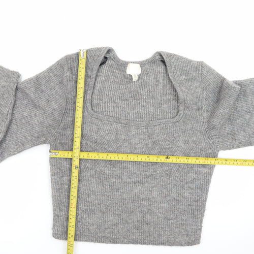 H&M Women’s Grey Slim Fit Knit Pullover Jumper Size 12