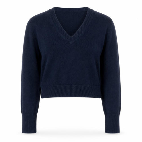 The White Company Women Blue V-Neck Cotton Knit Jumper Size 10
