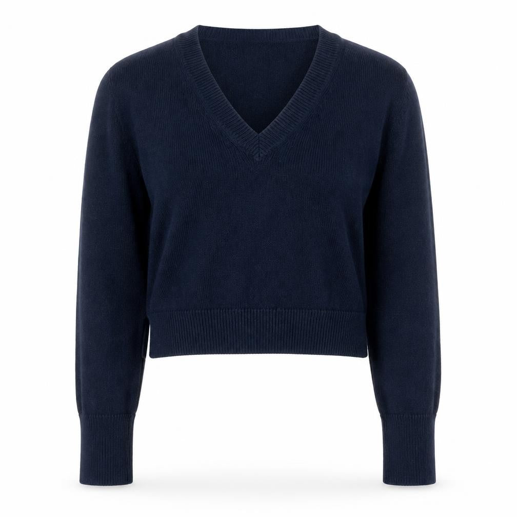 The White Company Women Blue V-Neck Cotton Knit Jumper Size 10