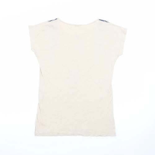 Pull&Bear Women’s Beige Geometric Print T-Shirt Size 8