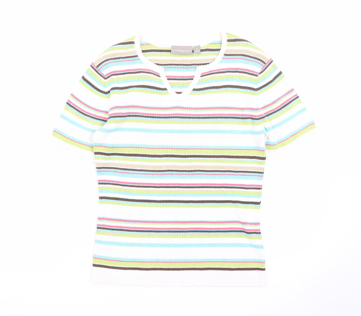Croft & Barrow Women's Multicoloured Striped Knit T-Shirt M
