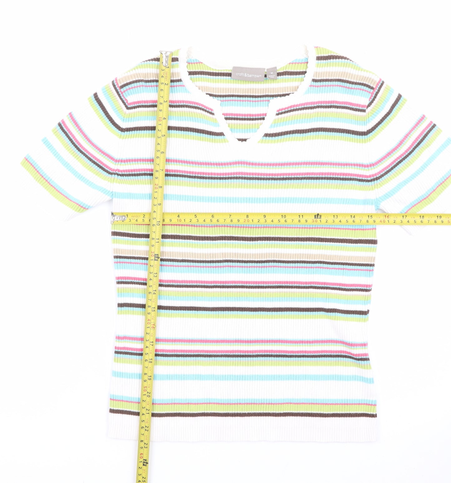 Croft & Barrow Women's Multicoloured Striped Knit T-Shirt M