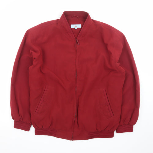 Milano Mens Red Bomber Jacket L Lightweight Twill Zip Casual