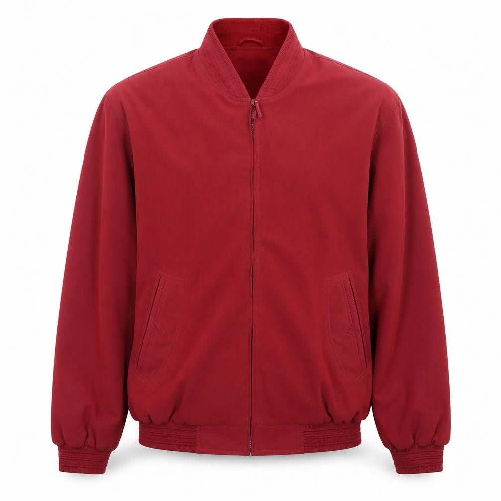 Milano Mens Red Bomber Jacket L Lightweight Twill Zip Casual