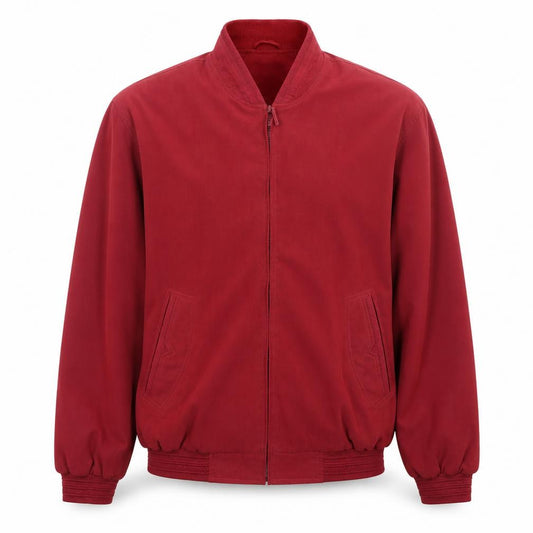 Milano Mens Red Bomber Jacket L Lightweight Twill Zip Casual