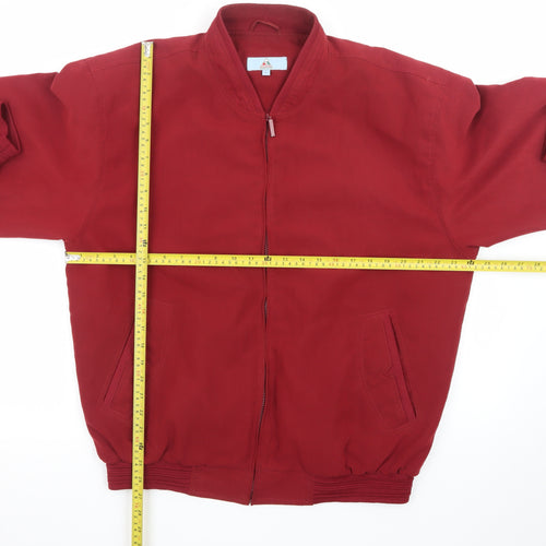 Milano Mens Red Bomber Jacket L Lightweight Twill Zip Casual