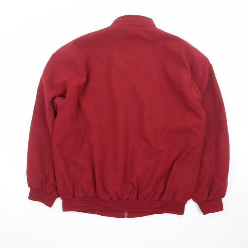 Milano Mens Red Bomber Jacket L Lightweight Twill Zip Casual