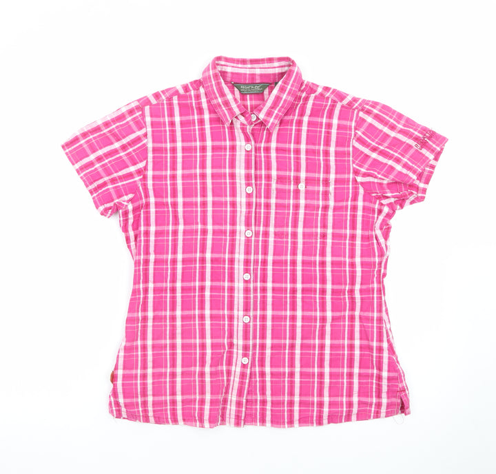 Regatta Womens Pink Check Short Sleeve Button-Up Shirt UK 12