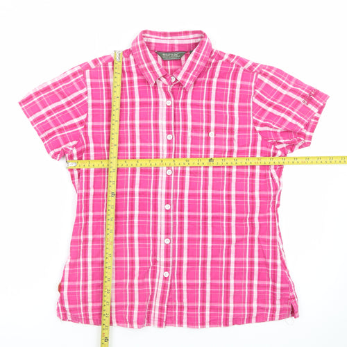 Regatta Womens Pink Check Short Sleeve Button-Up Shirt UK 12