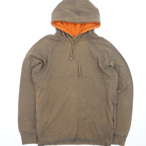 Pull & Bear Men's Brown Pullover Hoodie Small Fleece Lined