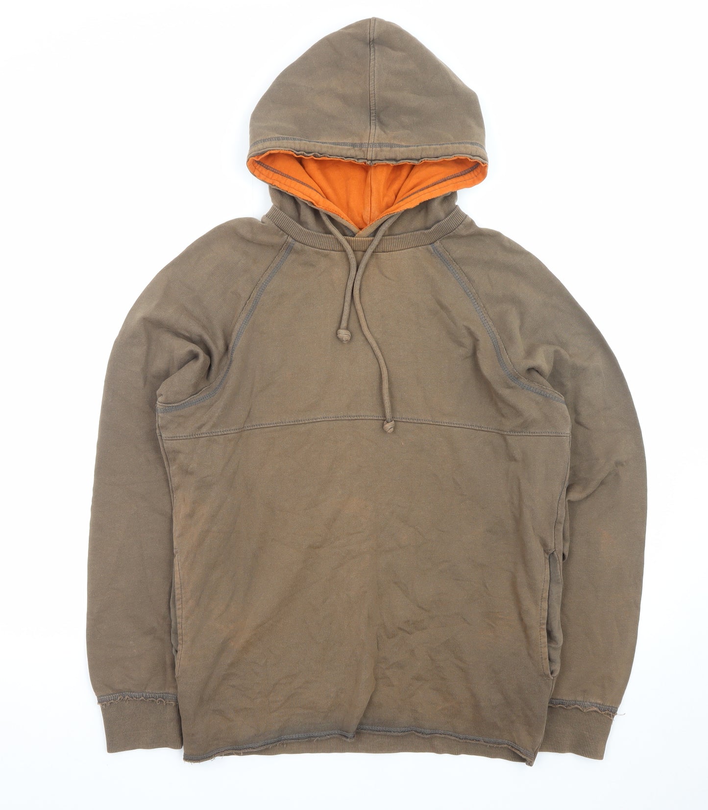 Pull & Bear Men's Brown Pullover Hoodie Small Fleece Lined