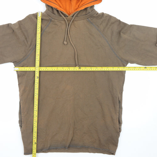 Pull & Bear Men's Brown Pullover Hoodie Small Fleece Lined