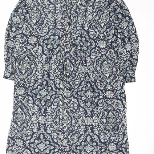 Phase Eight Women Blue Paisley Long Sleeve Shirt Dress UK 16