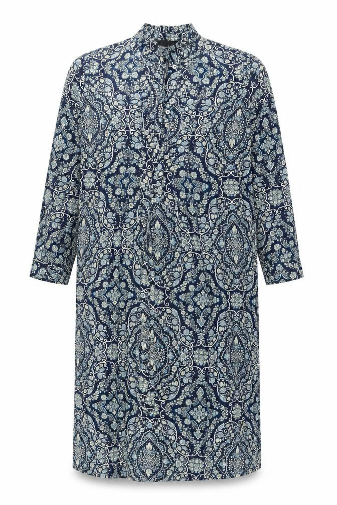 Phase Eight Women Blue Paisley Long Sleeve Shirt Dress UK 16