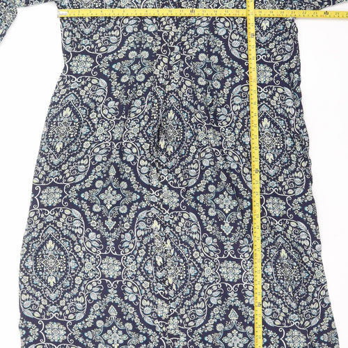 Phase Eight Women Blue Paisley Long Sleeve Shirt Dress UK 16