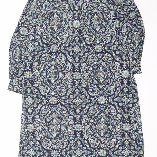 Phase Eight Women Blue Paisley Long Sleeve Shirt Dress UK 16