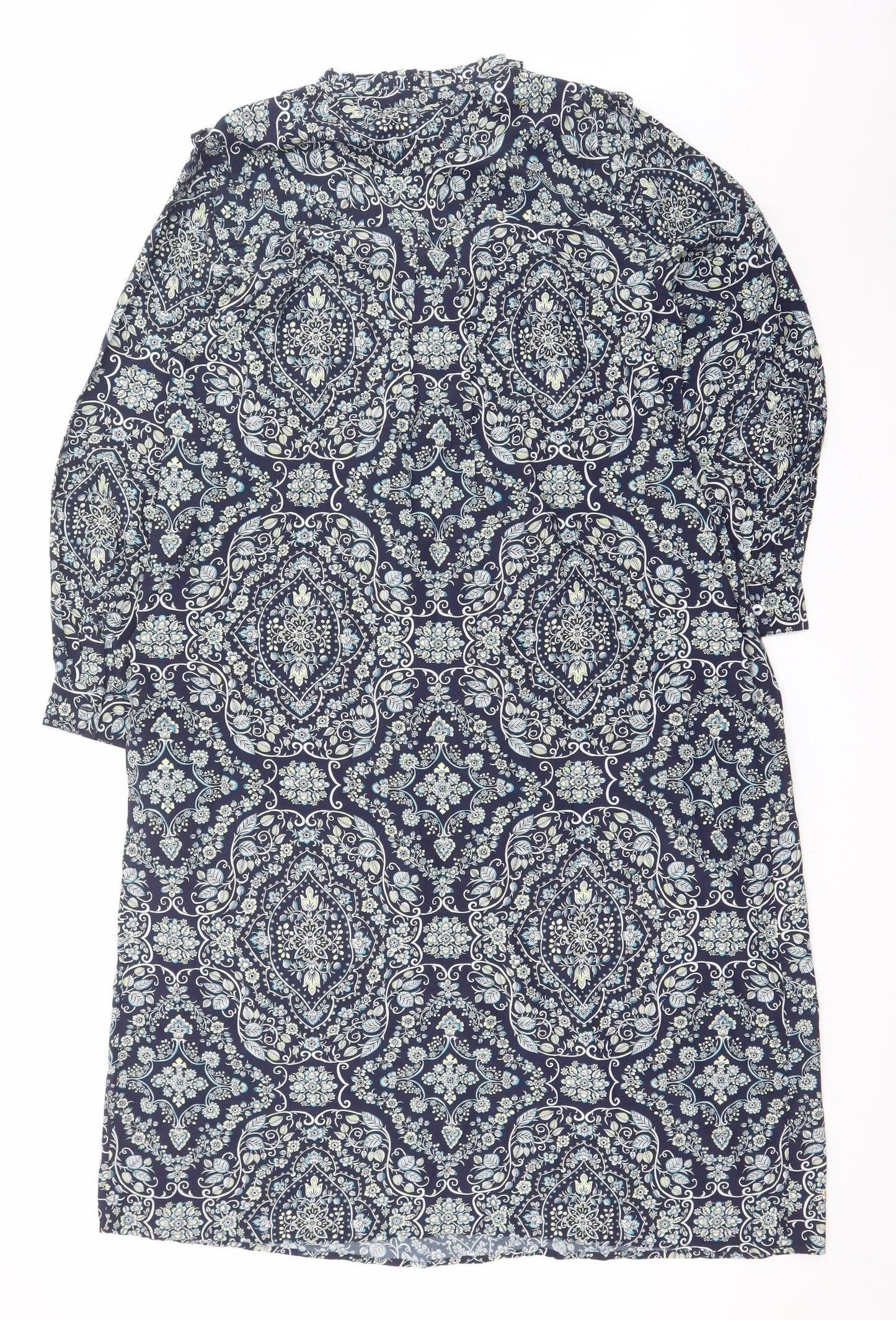 Phase Eight Women Blue Paisley Long Sleeve Shirt Dress UK 16
