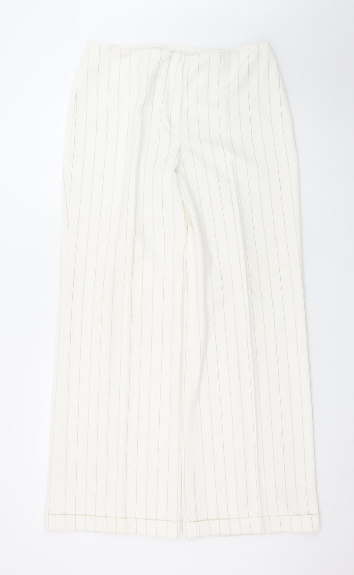 Next Women’s White Pinstripe Wide-Leg Dress Trousers Size 14 XL