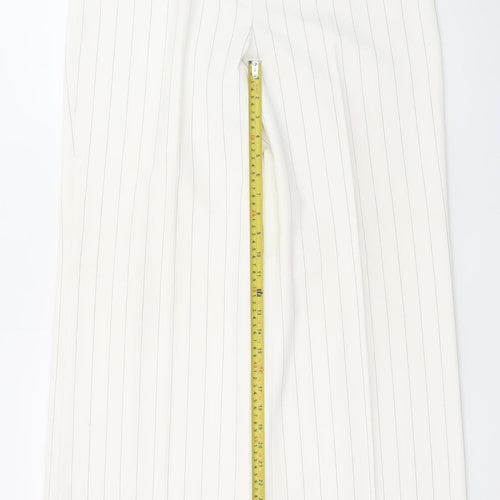 Next Women’s White Pinstripe Wide-Leg Dress Trousers Size 14 XL