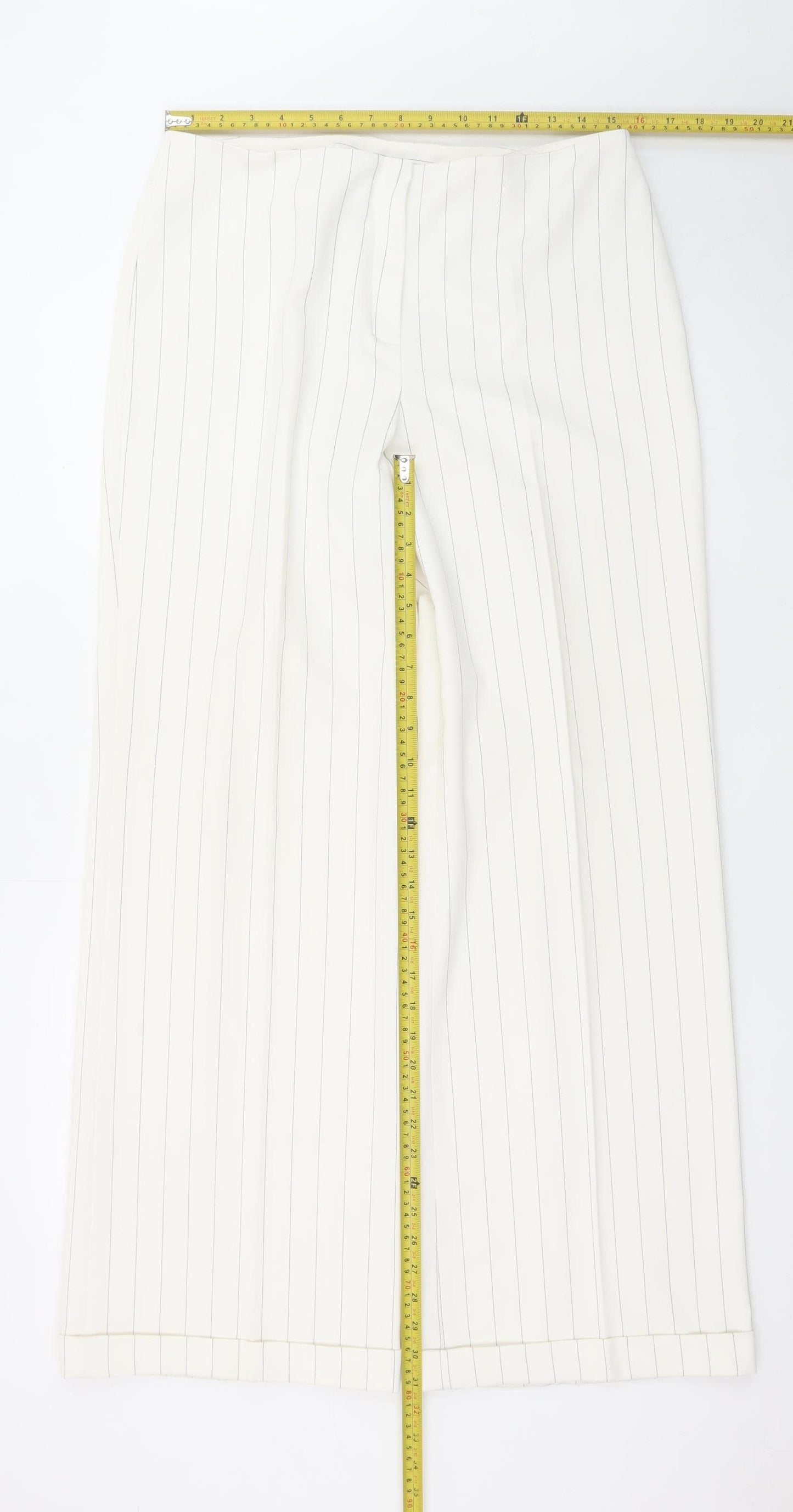 Next Women’s White Pinstripe Wide-Leg Dress Trousers Size 14 XL