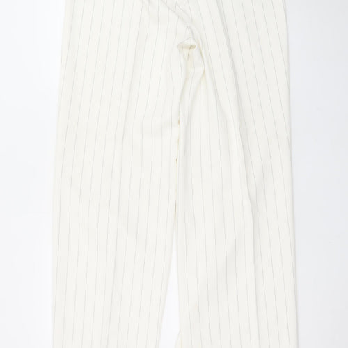 Next Women’s White Pinstripe Wide-Leg Dress Trousers Size 14 XL