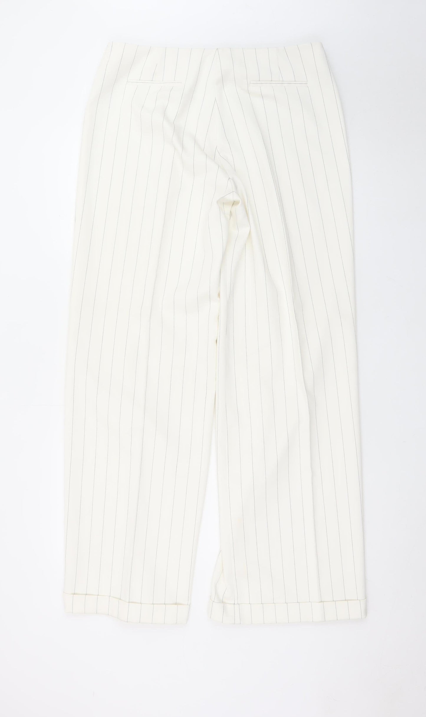 Next Women’s White Pinstripe Wide-Leg Dress Trousers Size 14 XL
