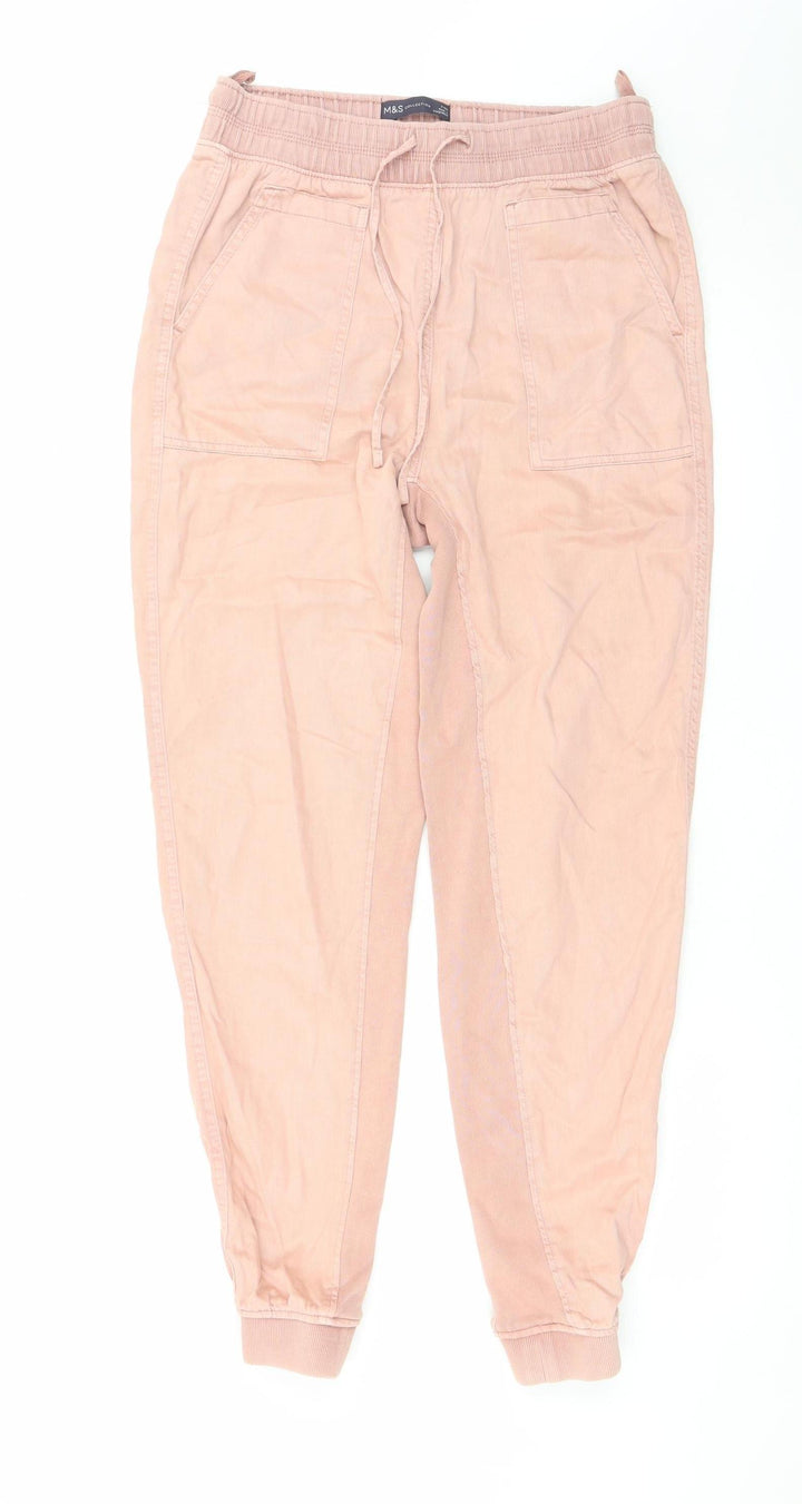 Marks and Spencer Women Pink Size 8 Lyocell Cotton Jogger Trousers