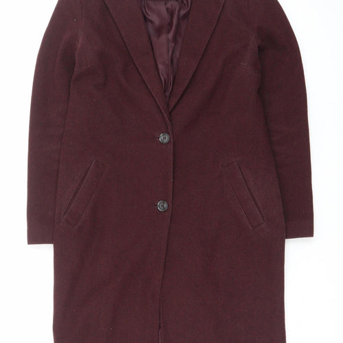 New Look Women’s Red Long Wool Blend Overcoat Size 6