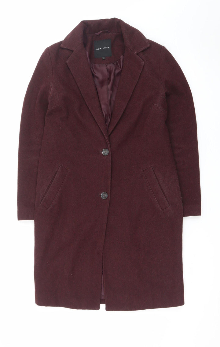 New Look Women’s Red Long Wool Blend Overcoat Size 6