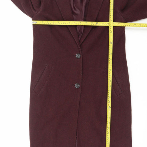 New Look Women’s Red Long Wool Blend Overcoat Size 6