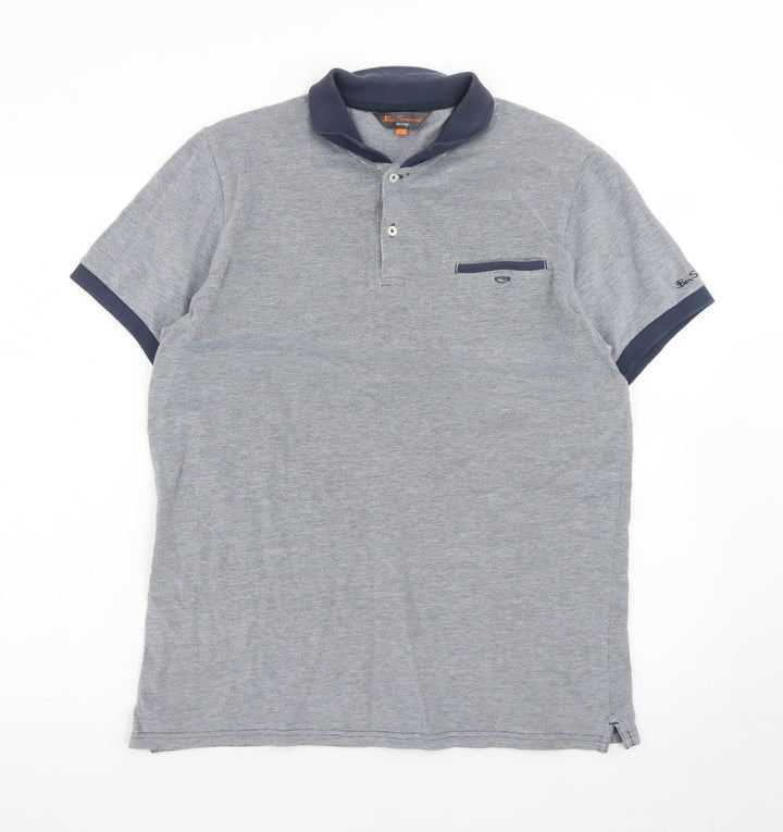 Ben Sherman Heritage Grey Men's L Polo Shirt Short Sleeve Cotton