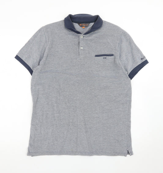 Ben Sherman Heritage Grey Men's L Polo Shirt Short Sleeve Cotton