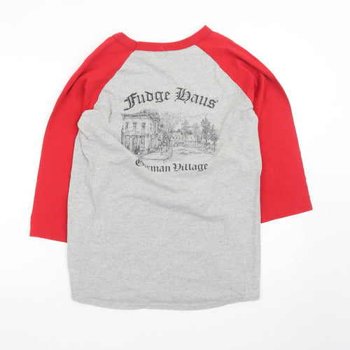 Champion Men’s Grey Red 3/4 Sleeve Raglan Graphic T-Shirt M