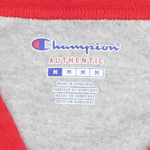 Champion Men’s Grey Red 3/4 Sleeve Raglan Graphic T-Shirt M