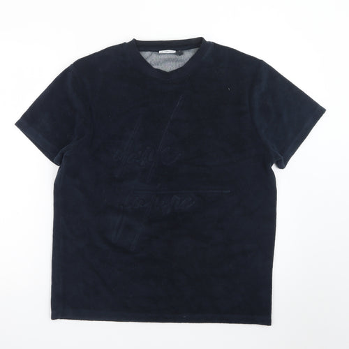ASOS DESIGN Men's Black Short Sleeve Crew Neck Velour T-Shirt Size M