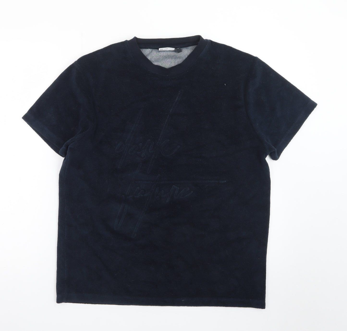 ASOS DESIGN Men's Black Short Sleeve Crew Neck Velour T-Shirt Size M